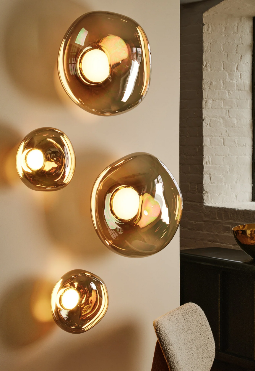 Modern Luxury Metallic Mirrored Irregular Lava Wall Sconce