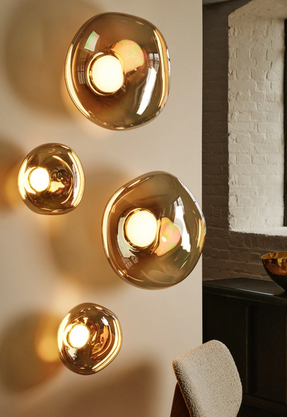 Modern Luxury Metallic Mirrored Irregular Lava Wall Sconce