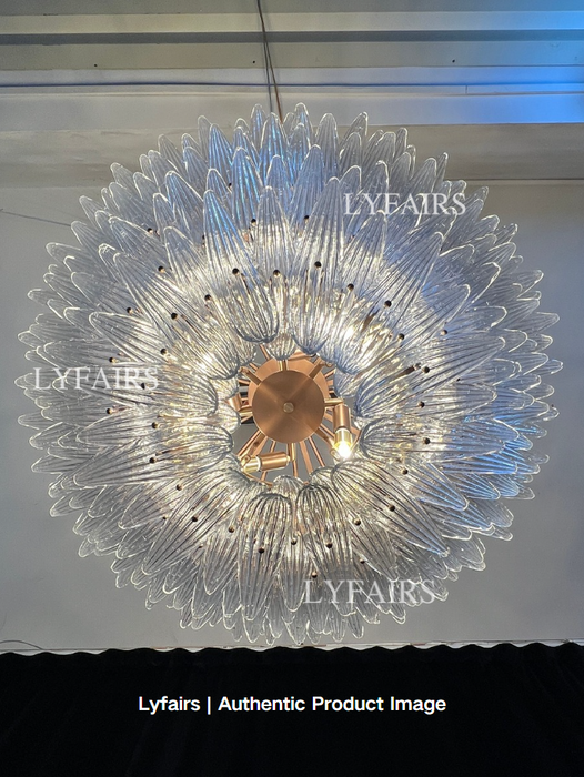 Lustre en verre artistique à motif de fleurs pour salon/chambre
