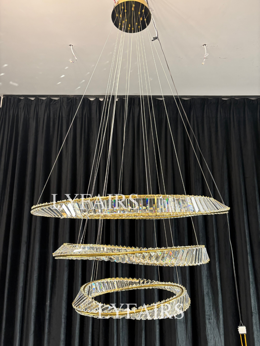 Lampadario di cristallo ad anello, lampada da soffitto di lusso per soggiorno/sala da pranzo, luce per camera da letto