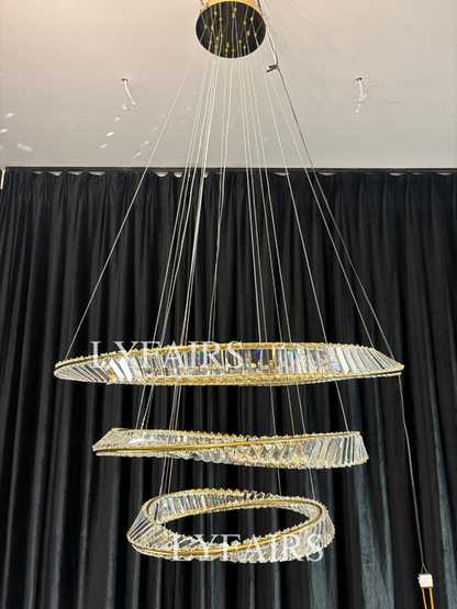Lampadario di cristallo ad anello, lampada da soffitto di lusso per soggiorno/sala da pranzo, luce per camera da letto
