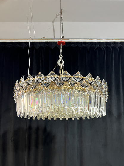 Lustre en cristal transparent à plusieurs niveaux, de luxe et moderne, idéal pour un salon, une salle à manger ou une chambre à coucher