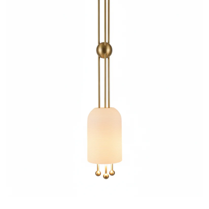 Modern Ribbed Glass Mini Sphere Single Pendant Light