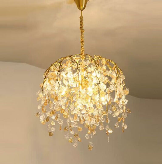 Lampadario con foglie di vetro idilliaco