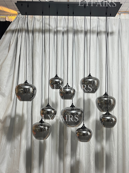 Lampadario in vetro grigio fumé per bar/sala da pranzo