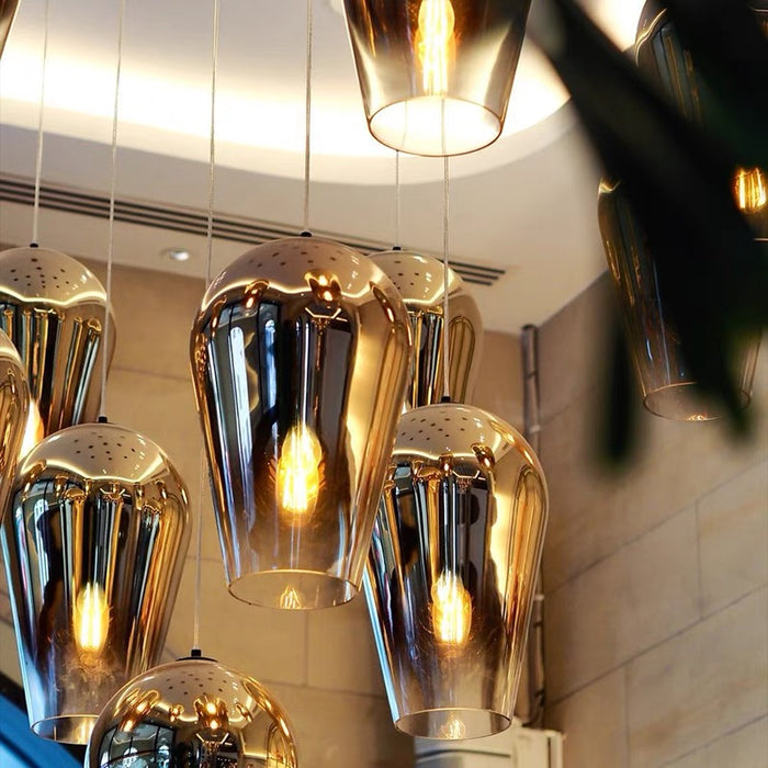 Contemporary Faded Metallic Glass Pendant Light