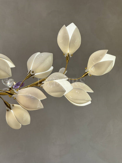 Lustre linéaire en céramique Mangolia, design créatif, pour chambre, salon, salle à manger ou îlot de cuisine 