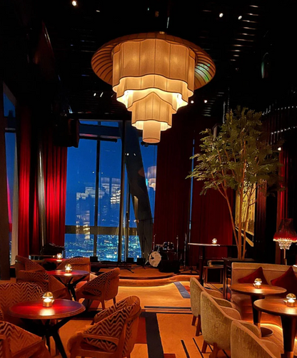 Modern Tiered Wave-edge Fabric Chandelier for Hotel/Restaurant/Living Room