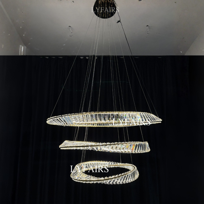 Lampadario di cristallo ad anello, lampada da soffitto di lusso per soggiorno/sala da pranzo, luce per camera da letto