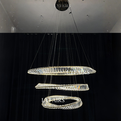 Lampadario di cristallo ad anello, lampada da soffitto di lusso per soggiorno/sala da pranzo, luce per camera da letto
