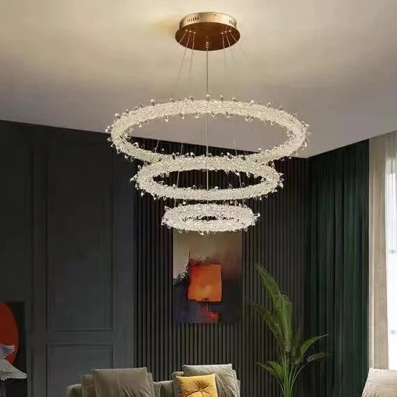 Frost Halo Ring Crystal Chandelier LED Ceiling Light