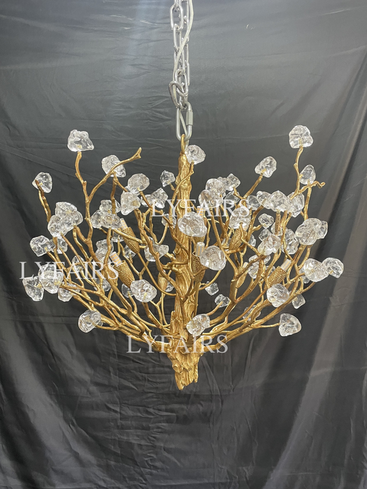 Lampadario da soffitto con pendente in cristallo e rami in ottone per soggiorno/sala da pranzo/ingresso