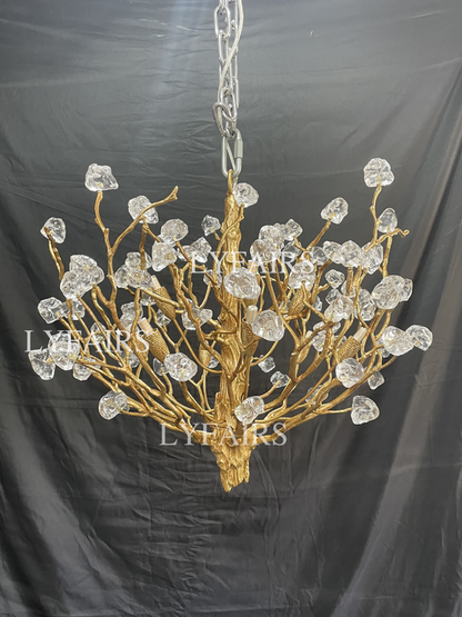 Lampadario da soffitto con pendente in cristallo e rami in ottone per soggiorno/sala da pranzo/ingresso