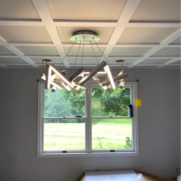 Lampadario moderno a LED in alluminio geometrico rotondo/lineare