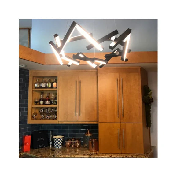 Lampadario moderno a LED in alluminio geometrico rotondo/lineare