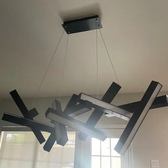 Lampadario moderno a LED in alluminio geometrico rotondo/lineare