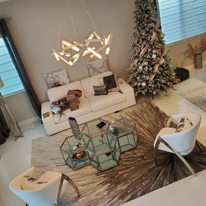 Lampadario moderno a LED in alluminio geometrico rotondo/lineare