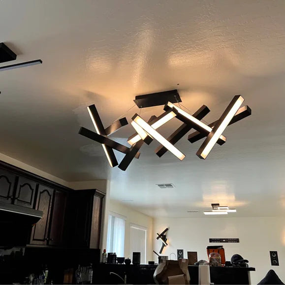 Lampadario moderno a LED in alluminio geometrico rotondo/lineare