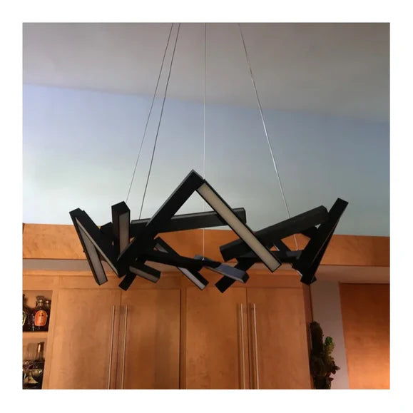 Lampadario moderno a LED in alluminio geometrico rotondo/lineare