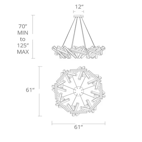 Lampadario moderno a LED in alluminio geometrico rotondo/lineare