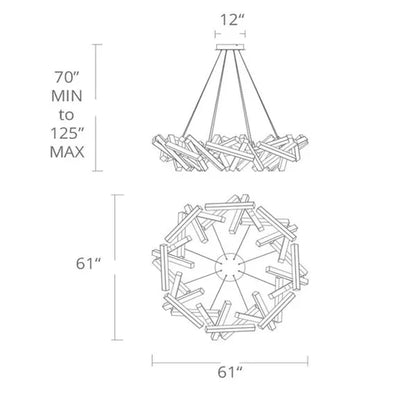 Lampadario moderno a LED in alluminio geometrico rotondo/lineare