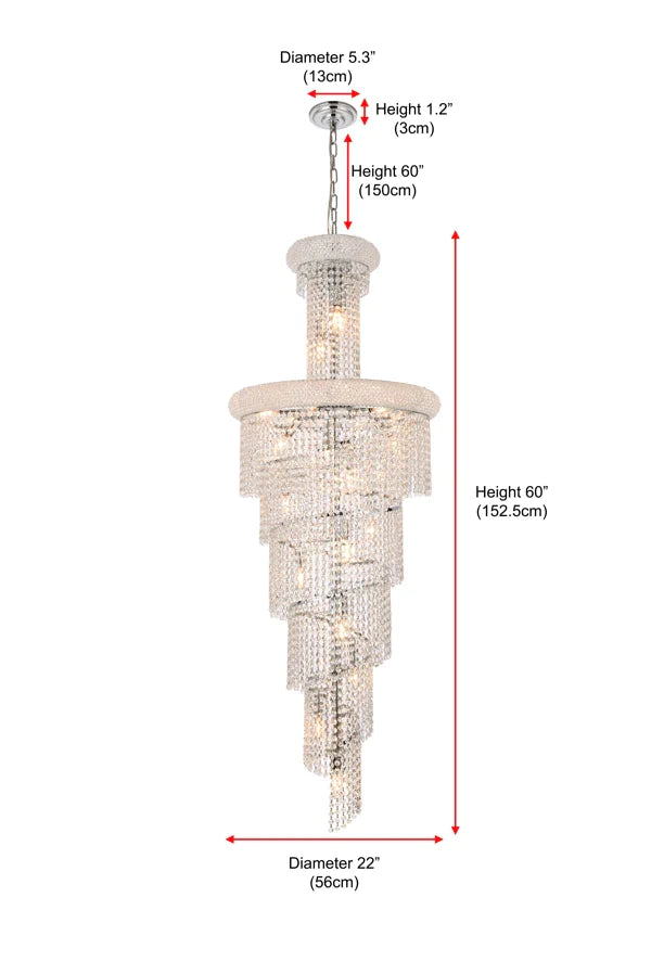 Extra Large Spiral Crystal Chandelier for Staircase/Foyer/Living room ...