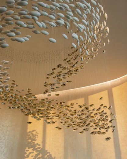 Plafonnier suspendu en forme d'œuf de dragon doré, design artistique et moderne, idéal pour un escalier, un centre de vente ou un hôtel