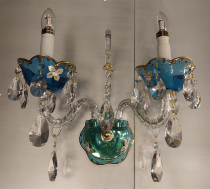 Lampadario di design francese romantico in cristallo blu, lampadario moderno a forma di candela, per camera da letto/soggiorno/sala da pranzo.