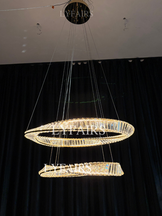 Lampadario di cristallo ad anello, lampada da soffitto di lusso per soggiorno/sala da pranzo, luce per camera da letto