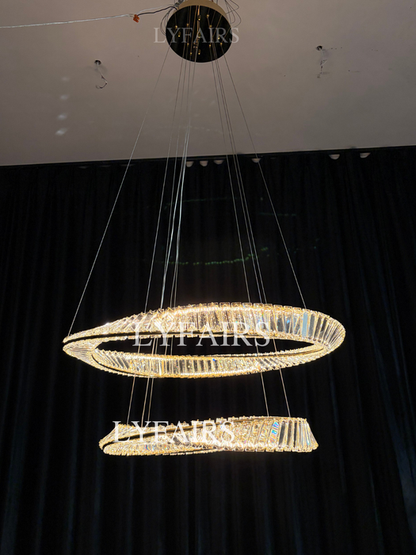 Lampadario di cristallo ad anello, lampada da soffitto di lusso per soggiorno/sala da pranzo, luce per camera da letto