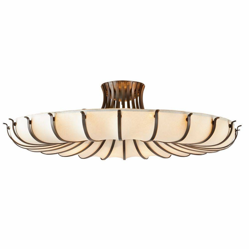 Modern Organic Round Petal Fabric Flush Mount Chandelier for Low-ceiling