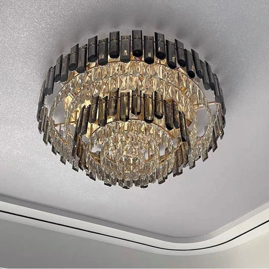 Lustre en cristal gris fumé, plafonnier encastré pour salle à manger/salon