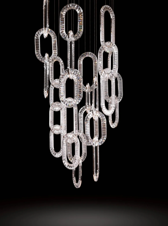 Modern Luxury Crystal Chain Cluster Chandelier for High Ceiling/Dining Room