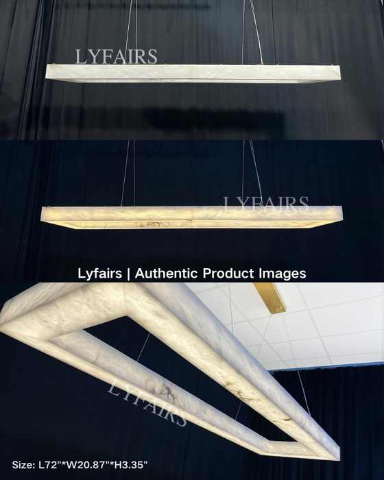 Lustre rectangulaire moderne en albâtre pour salle à manger