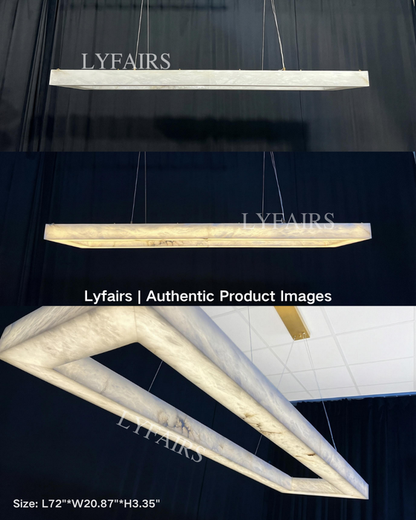 Lustre rectangulaire moderne en albâtre pour salle à manger