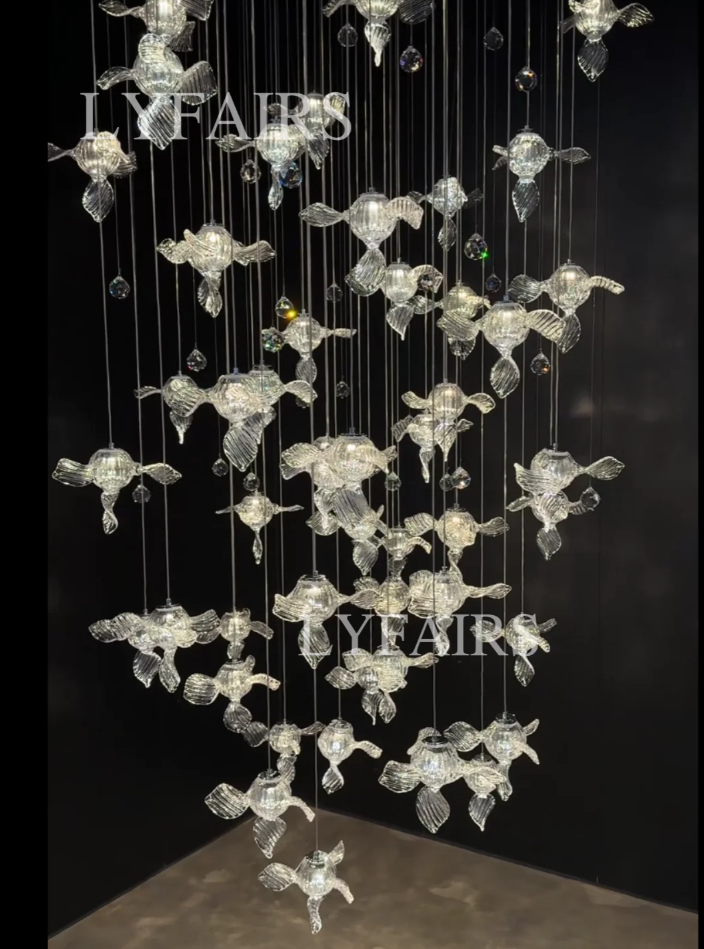 Modern Art Design Propeller-like Crystal Chandelier for Staircase/Villa/Foyer/High-ceiling Space