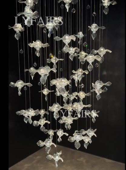 Modern Art Design Propeller-like Crystal Chandelier for Staircase/Villa/Foyer/High-ceiling Space