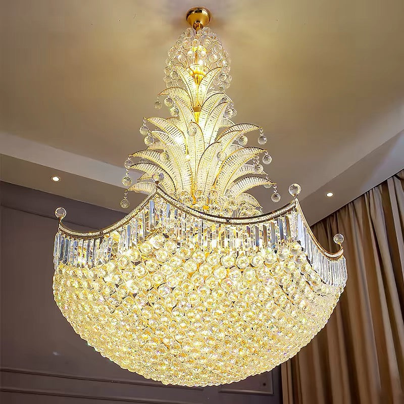Golden Era Royal Grand Pineapple Design Crystal Chandelier