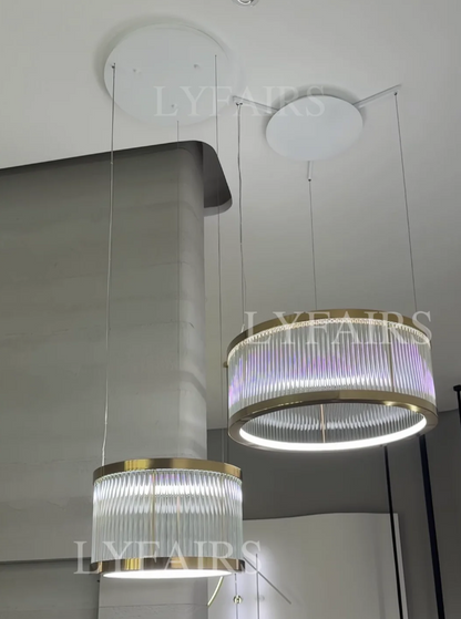 Modern Round/Rectangular Crystal Rods Chandelier Set for Low Ceiling