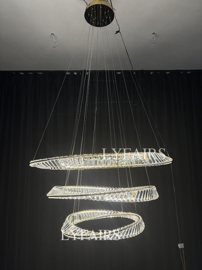 Lampadario di cristallo ad anello, lampada da soffitto di lusso per soggiorno/sala da pranzo, luce per camera da letto
