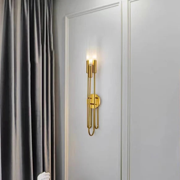 Lampada da parete Nordic Light Luxury a tre bracci in ottone per comodino/soggiorno/corridoio
