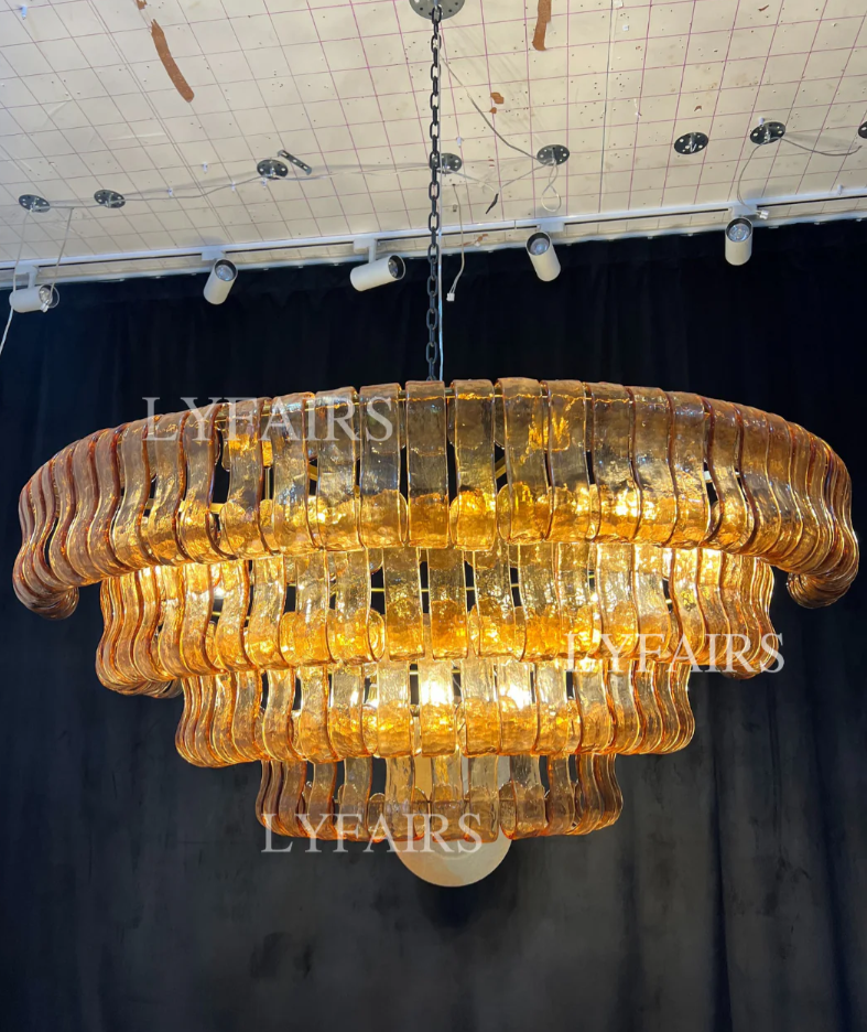 CSA-certified Modern Smoky Gray Glass Chandelier for Low Ceiling
