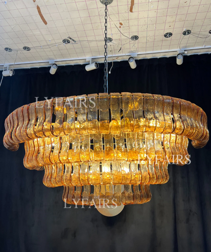 CSA-certified Modern Smoky Gray Glass Chandelier for Low Ceiling