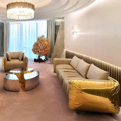 Luxury Creative Light Gray Sofa with Brass Finish Color