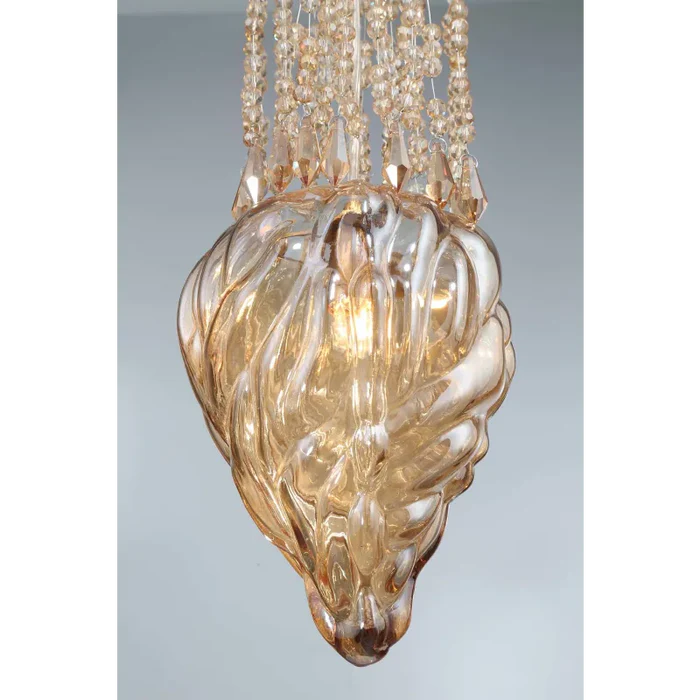 Modern Floating Blown Amber Glass Chandelier for High-ceiling