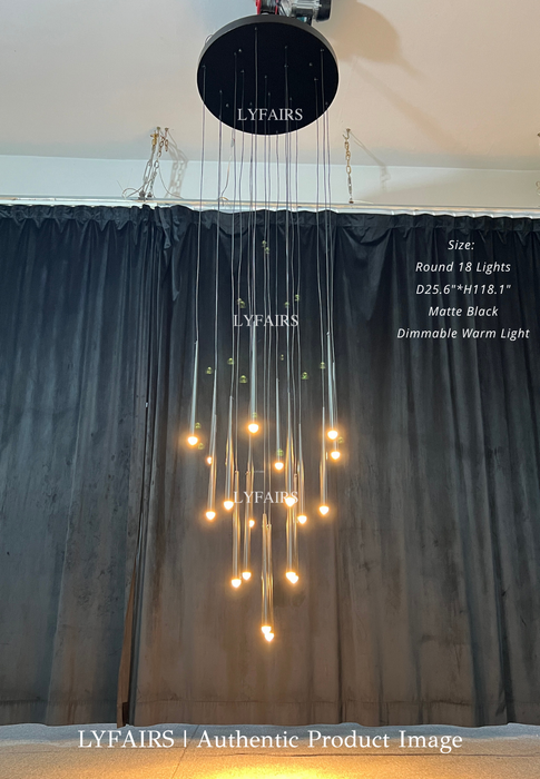Minimalist Staircase Ceiling Lighting Fixture Foyer Pendant Chandelier In Gold Brass Finish