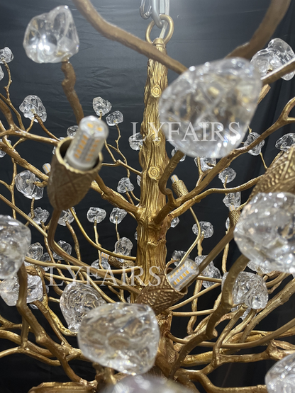 Lampadario da soffitto con pendente in cristallo e rami in ottone per soggiorno/sala da pranzo/ingresso