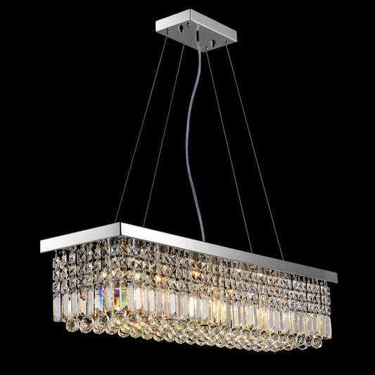 Lustre rectangulaire en cristal moderne pour cuisine et salle à manger