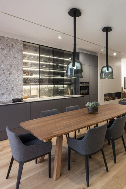 Modern White/Smoky Gray/Clear Glass Pendant