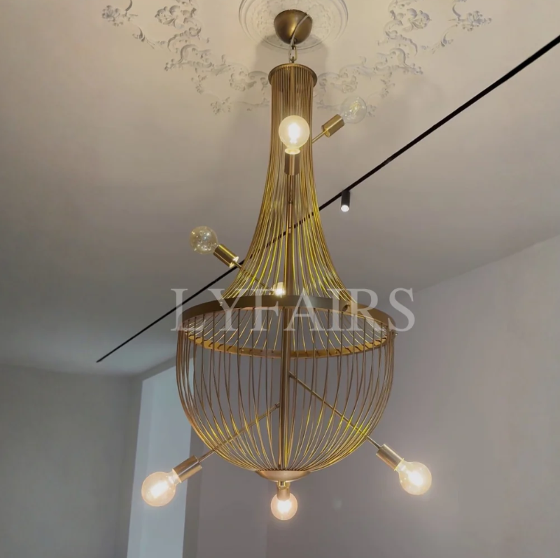 Luxury Minimalist Golden Cage Chandelier